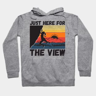 Just Here For The View Funny Mountain Climber Hoodie